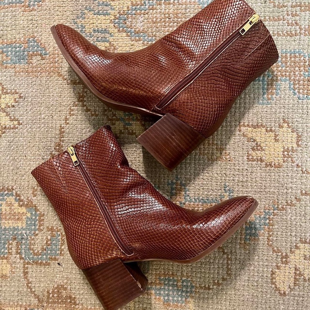 Brown leather boots